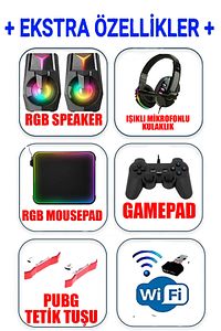 N178 (PUGB,GTA 5) I5 9400f,16gb,500gb Hdd,256gb Ssd,4gb R7240 Gddr5,24''oyuncu Masaüstü Bilgisayar ürün fotoğrafı