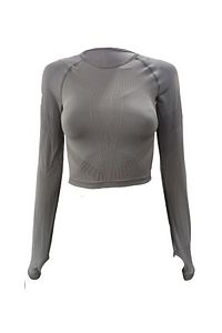 x Crop  Sporcu Uzun Kollu Seamless Parmak Geçirmeli Crop Üst ürün fotoğrafı