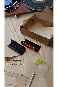 Plaklık - Plak Rafı - Plak Standı - Plak Rafı - Plak Tutucu - Çift Taraflı Bantlı - ürün fotoğrafı