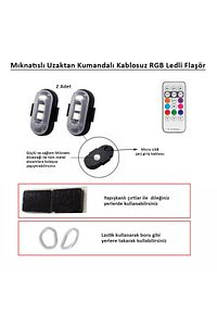 Çakar Kumandalı Pedal Ayak Altı Şarjlı Motorsiklet 2adet Işık Rgb Led Flaşör Araba Drone Su Geçirmez ürün fotoğrafı