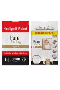 Organik Bebek Bezi 5 Beden Junior 76lı Islak Mendil ürün fotoğrafı