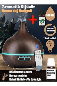 Kumandalı Hava Nemlendirici Buhar Makinesi 500 ml Aroma Difüzörü 1 Adet Aromatik Koku Hediyeli ürün fotoğrafı