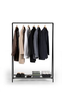 Oval Telli Siyah Butik Elbise Askısı Ayaklı Askılık Konfeksiyon Askılık ürün fotoğrafı
