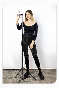 Tripod 2.1 Mt 360 Döner Başlıklı Telefon Tutucu Ring Light Metal Işık Stüdyo Lamba Ayağı ürün fotoğrafı