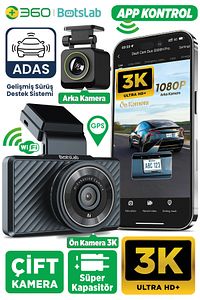 360 Botslab G500h Pro Adas Ön 3k Qhd -arka 1080p Fhd 150° Açı Wifi Gps Gece Görüşlü Araç Içi Kamera ürün fotoğrafı