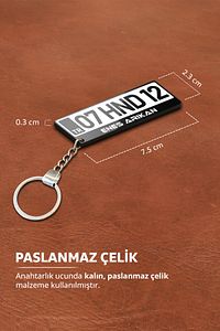 Kişiye Özel Pleksi Beyaz Plaka Anahtarlık Araba Hediyesi Araba Süsü - Çift Taraflı ürün fotoğrafı