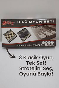 Star Üçlü Oyun Seti (SATRANÇ-TAVLA-DAMA) - Star 31x31 Cm ürün fotoğrafı