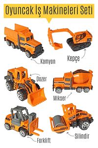 Inşaat Seti metal mini Beton Mikseri Kepçe Yol Düzeltici forklift kamyon (6lı yollanır) ürün fotoğrafı