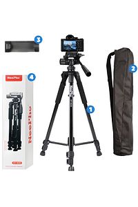 Profesyonel Kamera 150 Cm Çantalı Tripot Telefon Tutucu Bluetooth Kumandalı Vlog Video Çekim Tripodu ürün fotoğrafı