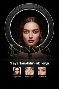 Döküm Ayaklı 21 Inç Rıng Lıght Kumandalı Led 54cm Influencer Kuaför Makyaj Işığı Çantalı ürün fotoğrafı