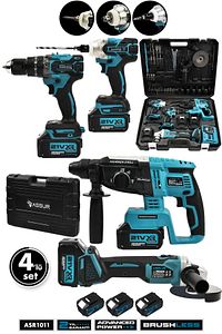 Profesyonel 21v Akülü Matkap & Taşlama & Kırıcı Delici Hilti & Somun Sıkma Sökme 4'lü Set ürün fotoğrafı