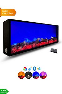Dekoratif Elektrikli Yapay Şömine - 120x25x15 Cm - Farklı Renk Modları, Kumandalı, Bluetooth ürün fotoğrafı
