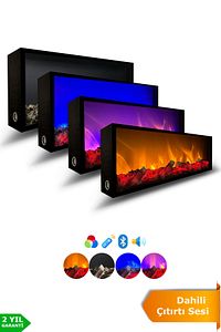 Dekoratif Elektrikli Yapay Şömine - 120x25x15 Cm - Farklı Renk Modları, Kumandalı, Bluetooth ürün fotoğrafı