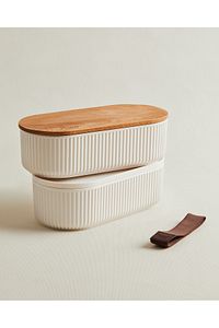 Magou 1000ml Ahşap Kapaklı Lunch Box 2'li ürün fotoğrafı