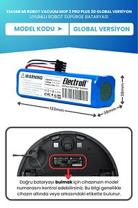Xiaomi Mi Robot Vacuum Mop 2 Pro Plus 3d Global Versiyon Batarya (ORJİNAL KAPASİTE) 5200mah Pil ürün fotoğrafı