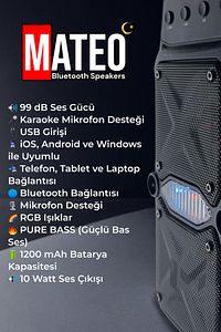 Bluetooth Hoparlör Karaoke Parti hoparlörü Mikrofonlu, led Rgb Işıklı, Ses Bombası Usb Sd girişli ürün fotoğrafı