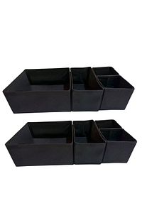 8'li Siyah Çekmece Içi Düzenleyici Organizer Set - Çok Amaçlı Dolap Içi Kutu Seti ürün fotoğrafı