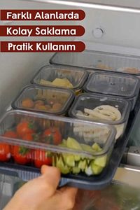 6 Bölmeli 13 Parça Tepsili Ve Vakum Kapaklı Füme Kahvaltı Seti / Saklama Kabı Seti ürün fotoğrafı