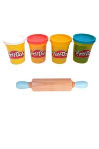 Oyun Hamuru Seti ( Play Doh 4'lu Oyun Hamuru, Merdane, Şekil Kalıpları ve Enjektör Pres Seti ) ürün fotoğrafı