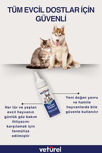 Kedi Göz Temizleme Solüsyonu Köpek Alerji Kızarıklık Enfeksiyon Gözyaşı Bakımı Göz Damlası 100ml ürün fotoğrafı