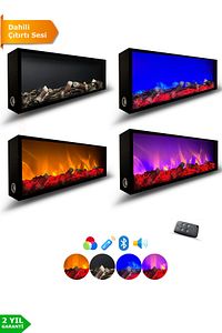 Dekoratif Elektrikli Yapay Şömine - 120x25x15 Cm - Farklı Renk Modları, Kumandalı, Bluetooth ürün fotoğrafı