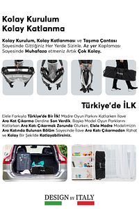 Madre Anne Yanı Park Yatak Oyun Parkı 70x110 Cm Siyah - Gri Yatak Hediye ürün fotoğrafı