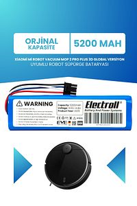 Xiaomi Mi Robot Vacuum Mop 2 Pro Plus 3d Global Versiyon Batarya (ORJİNAL KAPASİTE) 5200mah Pil ürün fotoğrafı
