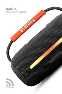 Beatbox Siyah Led Işıklı Dayanıklı Ses Bombası Usb Sd Aux Fm Radyo Bluetooth Hoparlör ürün fotoğrafı