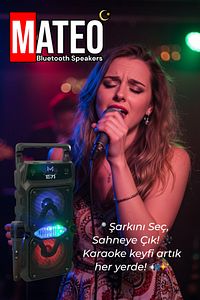 Bluetooth Hoparlör Karaoke Parti hoparlörü Mikrofonlu, led Rgb Işıklı, Ses Bombası Usb Sd girişli ürün fotoğrafı