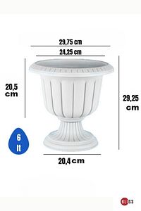 Nergis Dekoratif Kırık Beyaz Ayaklı Saksı - Plastik Çiçek Saksısı 6 Litre Hacim ürün fotoğrafı