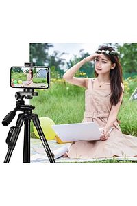 Profesyonel Kamera 150 Cm Çantalı Tripot Telefon Tutucu Bluetooth Kumandalı Vlog Video Çekim Tripodu ürün fotoğrafı