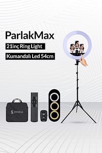 Döküm Ayaklı 21 Inç Rıng Lıght Kumandalı Led 54cm Influencer Kuaför Makyaj Işığı Çantalı ürün fotoğrafı