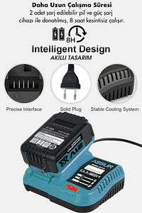 Profesyonel 21v Akülü Matkap & Taşlama & Kırıcı Delici Hilti & Somun Sıkma Sökme 4'lü Set ürün fotoğrafı