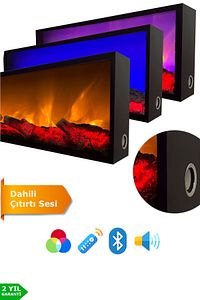 Dekoratif Elektrikli Yapay Şömine - 120x25x15 Cm - Farklı Renk Modları, Kumandalı, Bluetooth ürün fotoğrafı