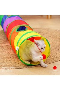 Düz Kedi Tüneli Katlanır Gökkuşağı S Kıvrımlı Kedi Köpek Oyun Tüneli Evcil Hayvan Oyun Tüneli ürün fotoğrafı