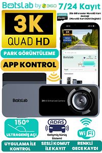 Botslab Hk50 3k Qhd Wifi 150° Ultra Geniş Açı Gece Görüşlü Akıllı Araç Kamera (2025) ürün fotoğrafı