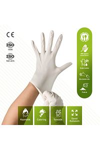 Lateks Tek Kullanımlık Pudralı Muayene Eldiven S - Beyaz Mdr Latex ürün fotoğrafı