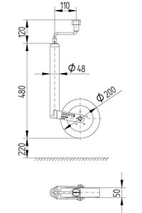 Römork Karavan 48mm Lik 150 Kg Kapasiteli Ön Destek Tekeri (KELEPÇE DAHİL) ürün fotoğrafı