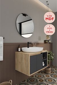 Gül 70 Cm %100 Mdf Lavabolu Banyo Dolabı Ayna Alt Dolap Lavabo ürün fotoğrafı