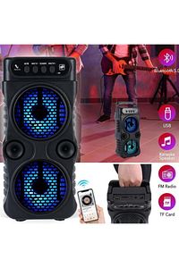 Bluetooth Hoparlör Parti Hoparlörü Karaoke Mikrofon Hediyeli Işıklı Ses Bombası Radyo Usb Sd Girişli ürün fotoğrafı