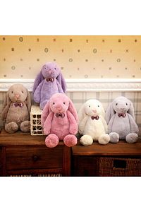Uyku Arkadaşım Papyonlu Uzun Kulak Bunny Peluş Tavşan 65 Cm ürün fotoğrafı