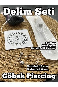 Göbek Piercingi Delim Seti Iğne Ekipman Piercing Set Piercing Malzemesi (KARINCA TATTOO) ürün fotoğrafı