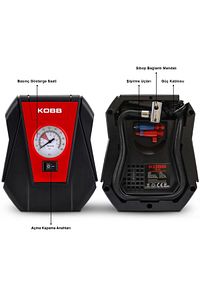 Kb100 12volt 100 Psı Analog Göstergeli Hava Lastik Şişirme Pompası ürün fotoğrafı