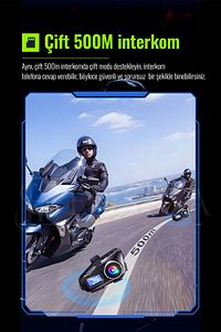 2 Intercom Bağlantılı Radyolu Lcd Ekranlı Işıklı Su Geçirmez Motorcu Kask Kulaklık Müzik Çalar ürün fotoğrafı