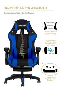 Dynamic Blue Masajlı Oyuncu Koltuğu ürün fotoğrafı