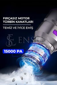 Üflemeli Güçlü Vakumlu Ev Ofis Araç Süpürgesi 15000PA Güçlü El Süpürgesi Şarjlı Çok Fonksiyonlu ürün fotoğrafı