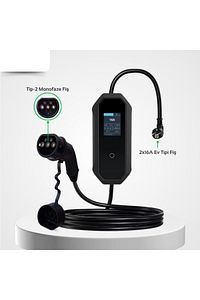 Coswatt Taşınabilir Elektrikli Araç Şarj Cihazı 16A 3,5kW Monofaze Schuko Fiş 5M (TÜRKÇE MENÜ) ürün fotoğrafı