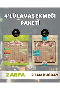 40AdetLavaş 4’Lü Paket (2 Pkt(20Lavaş)Ekşi Mayalı Arpa+2 Pkt(20Lavaş)EkşiMayalıTamBuğday) 4X350Gr. ürün fotoğrafı