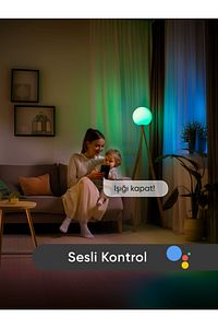 Akıllı RGB LED Ampul Wi-Fi 16M Renk, Uzaktan Kontrol ve Sesli Asistan Uyumlu ürün fotoğrafı