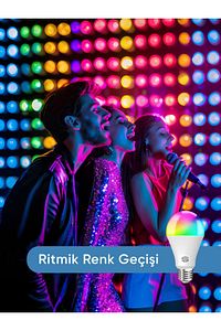 Akıllı RGB LED Ampul Wi-Fi 16M Renk, Uzaktan Kontrol ve Sesli Asistan Uyumlu ürün fotoğrafı